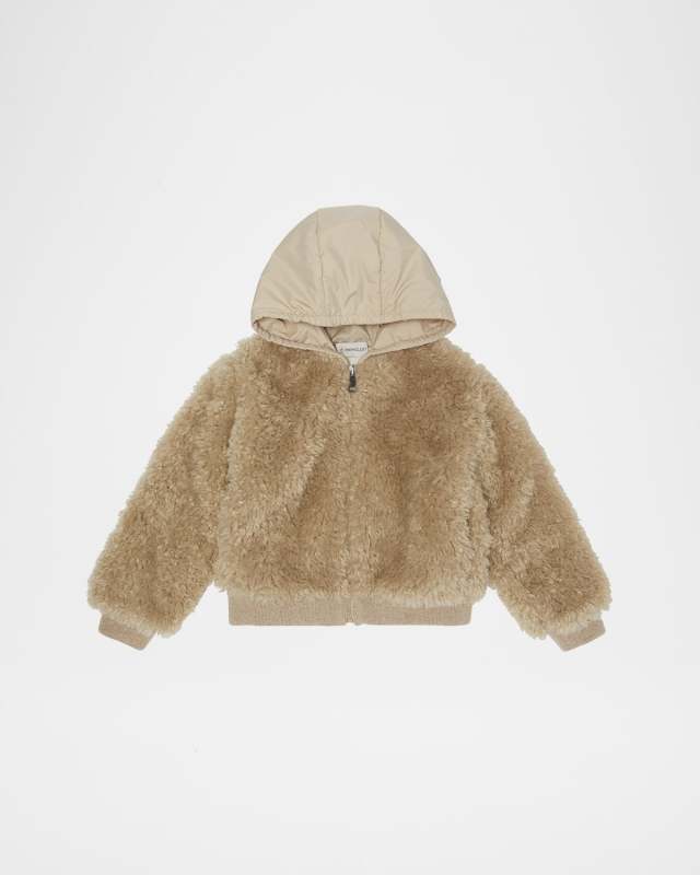 Girl's Teddy Zip-Front Cardigan with Nylon Hood, Size 12-